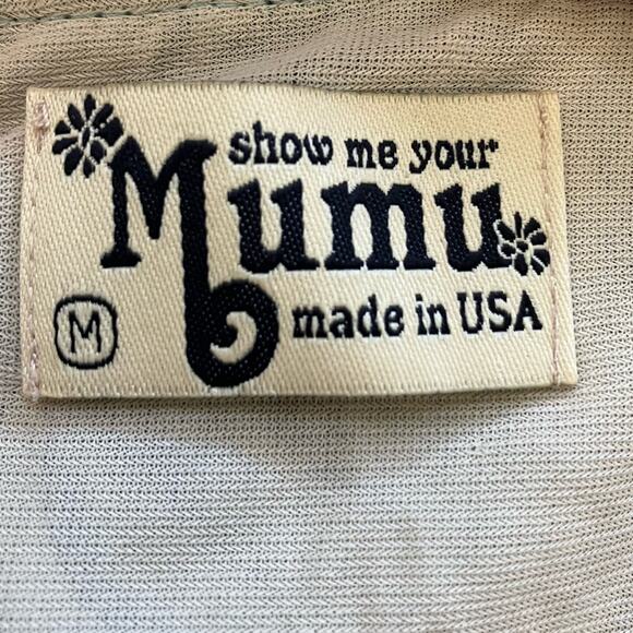 Show Me Your Mumu Green Leaf Print Long Blouse Mini Tunic Dress Medium - Picture 3 of 3